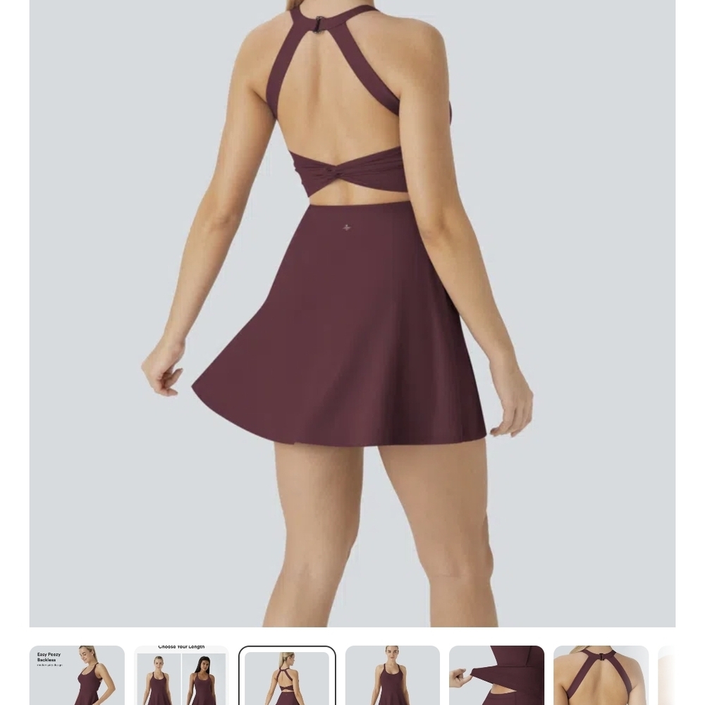 HALARA Backless Burgundy Dress